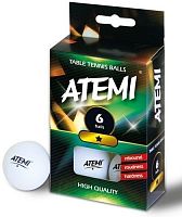 Мячики для настольного тенниса Atemi 1* 6 шт., белые (NTTB1*6)
